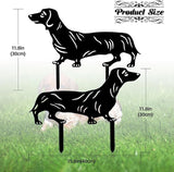 Dachshund Metal Garden Stakes Decor - 2 Pack Realistic Dog Statues for Outdoor, Lawn & Patio - Weatherproof Animal Silhouette Yard Ornaments，Unique Dachshund Gifts for Dog Lovers