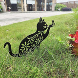 Zerodis Hollow Garden Statue Exquisite Black Cat Decoration for Bird Scaring Iron Garden Ornament for Outdoor Spaces