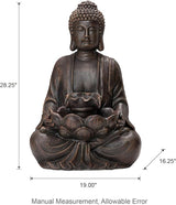 Glitzhome Buddha Statue 28" H, Outdoor Buddha Large Statue Zen Style Buddha Fountian with LED Light & Pump Polyresin Outdoor Floor Freestanding Fountain Garden Buddha Sculptures & Statues Lawn Décor