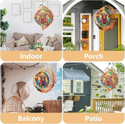 Highland Cow Wind Spinner, 3D Hanging Stainless Steel Garden Spinner, Wind Spinner Hanging for Outdoor & Indoor Décor, Unique Gifts for Yard Garden Decoration or Patio Décor (Highland Cow)