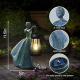 Fairy Garden Statue Solar Garden Decor Resin Fairy Statue with Lights Angel Fairy Decor Outdoor Yard Statues Gardening Gifts for Women 9.5 * 5.5 * 11.5 Inch