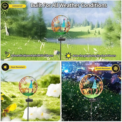 Solar Powered Squirrel elf Light, Garden Decoration forging Iron Art Beautiful Squirrel and elf Ground lamp, Wireless Dusk to Dawn LED Landscape Light Waterproof.