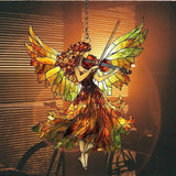 Music Angel Acrylic Suncatcher Stained Glass Effect Window Car Hanging Christmas Ornament Indoor Outdoor Decor Garden Sun Catcher Panel for Angel Lover for Women Mom Grandma
