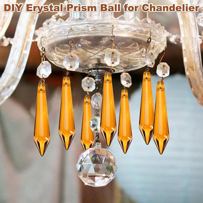 M METERXITY 10-Pack Crystal Icicle Prisms, 53mm/2.09 Inch Chandelier Pendant Maker Hanging Crystals Chandelier Prisms for Home/Windows/Garden/DIY Decoration[Brown]