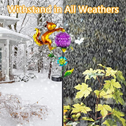 2 Pack Solar Pathway Lights Outdoor, Squirrel Solar Garden Lights, Waterproof Colorful Global Landscape Lighting, Decorative Garden Decor Gifts for Mom, Women