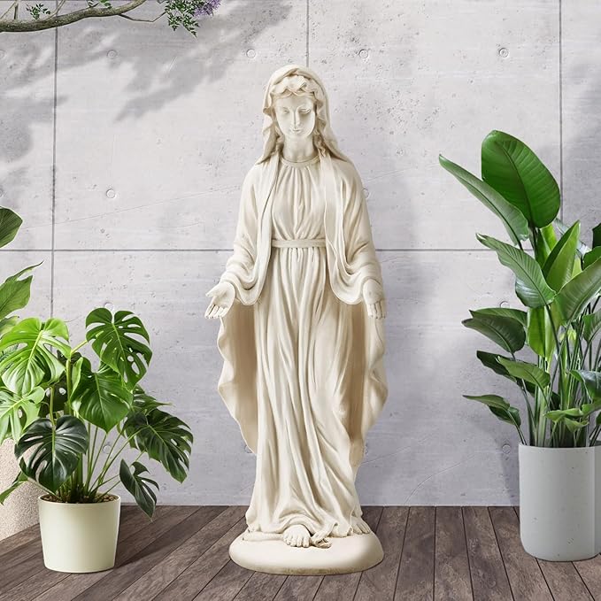 YOLENY Virgin Mary Statue Outdoor, 29.4 Inch Tall Garden Statue of Mary, All-Weather Outdoor Religious Blessed Mother Sculpture for Patio Yard Home Decor
