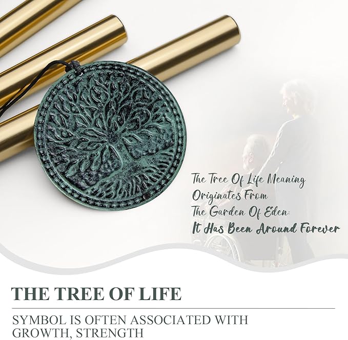Sympathy Gifts for Loss of Loved One, Memorial Wind Chimes with Tree of Life, Remembrance in Memory of Mom Dad, Bereavement and Condolence Memorial Gifts (Bronze Color)