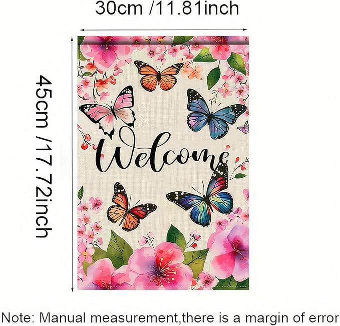 BlissYard Welcome Spring Garden Flag Butterfly Flower Decoration Yard Flag 12x18 Double Sided Seasonal Farmhouse Yard Outdoor Decoration Outside House Spring Small Yard Flag