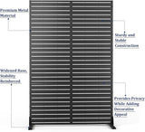 Metal Privacy Screen with Stand 72" H×47" W Outdoor Freestanding Privacy Screen & Panels, Outdoor Privacy Screen for Deck Patio Balcony(Black-Louvered)