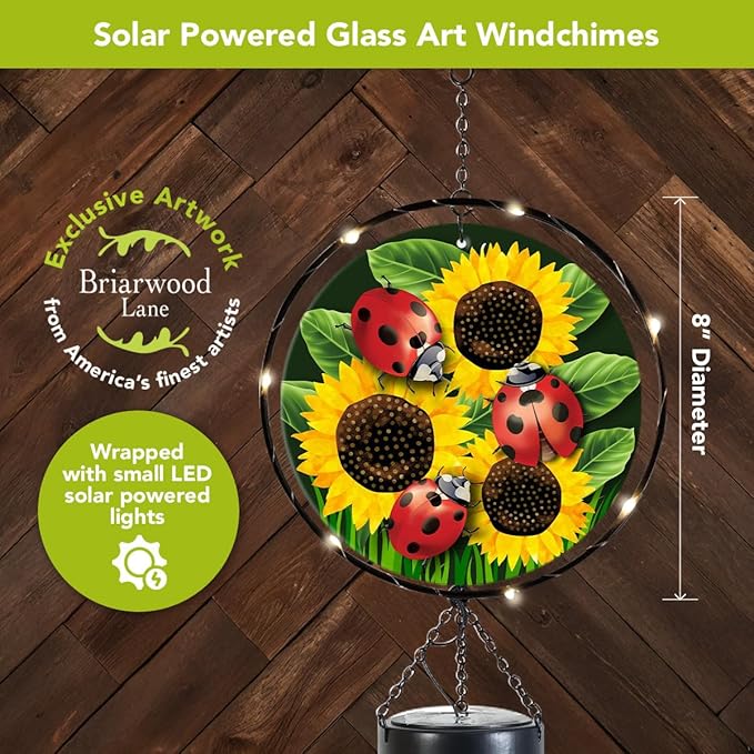 Briarwood Lane Ladybugs and Sunflowers Illuminated Wind Chime