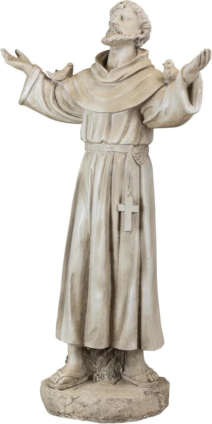 Northlight St. Francis of Assisi with Birds Outdoor Garden Statue - 24"