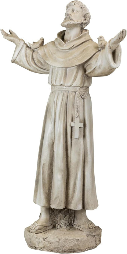Northlight St. Francis of Assisi with Birds Outdoor Garden Statue - 24"