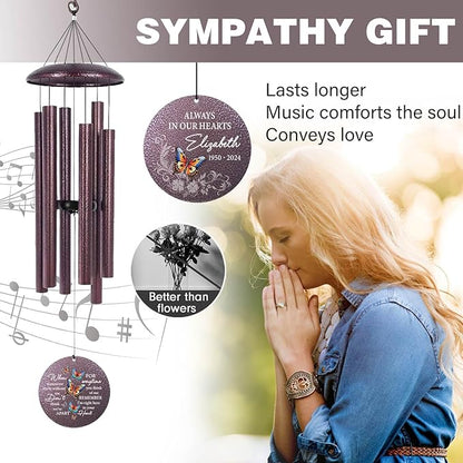 ASTARIN Sympathy 32 in Wind Chimes Customized, Bereavement Gift Idea Butterfly Wind Chime, in Loving Memory of Loved One Gifts, Memorial Gifts for Loss of Husband, Produced in USA