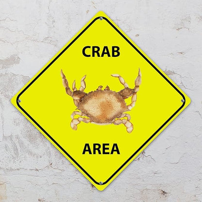 Crab Crossing Sign Caution CrabXing Sign Street Sign Wildlife Novelty Road Fence Wall Decor Warning Metal Tin Sign For Indoor Outdoor Highway10x10in