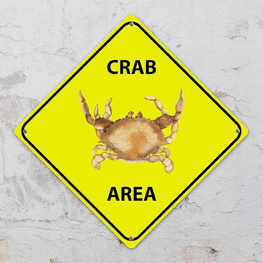 Crab Crossing Sign Caution CrabXing Sign Street Sign Wildlife Novelty Road Fence Wall Decor Warning Metal Tin Sign For Indoor Outdoor Highway10x10in