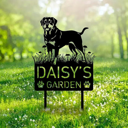 Custom Rottweiler Dog Metal Memorial Garden Stake Personalized Pet Grave Marker Name Sign Remembrance Stake Decor Sympathy Dog Loss,Outdoor Statues for Yard Garden Lawn Patio Pathway Grave Gift.