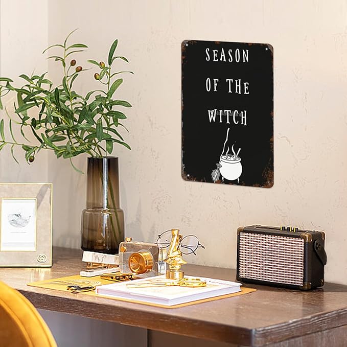 patio wall decor Witch Season Gothic Occultoween metal signs vintage Club Vintage Retro Tin Sign Cute Funny Bathroom Yard Wedding Street Garage Plaque Wall Decor 8X12inch