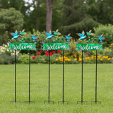 41.7inch Hummingbird Garden Stake for Yard, Lawn, Pathway, Hummingbird Outdoor Decor with Metal Welcome Yard Sign for Grandma's Garden Lawn Art Decorations