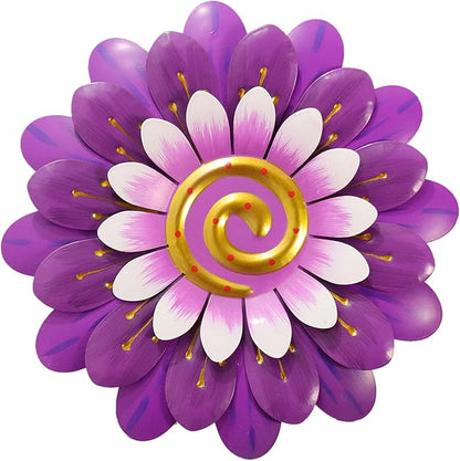 Metal Flowers Wall Decor Indoor Outdoor Metal Wall Art for Home Farmhouse Living Room Bedroom Bathroom Garden Decorations - Purple