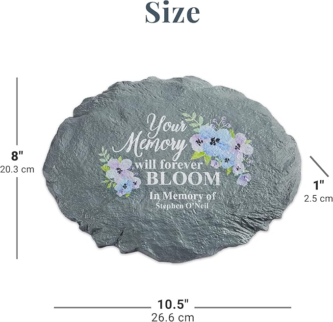 Let's Make Memories Personalized Sympathy Garden Stone - Memories Bloomed - Condolence & Memorial Gift - Customize with Message -11" Lx6 Wx3 D
