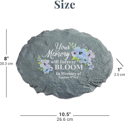 Let's Make Memories Personalized Sympathy Garden Stone - Memories Bloomed - Condolence & Memorial Gift - Customize with Message -11" Lx6 Wx3 D