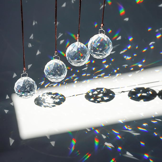 HDCRYSTALGIFTS 48pcs Clear Crystal Ball Prism 20mm Chandeliers Prism Sun Shine Catcher Rainbow Pendants Maker, Hanging Crystals Prisms for Windows Glass Ball Ornaments for Christmas Tree