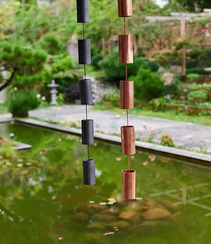 Copper Rain Gutter Chains for Eaves Drainage, Outside Rain Chimes Rainwater Collector, Garden Ornament Rain Chains Downspouts, 6 Cups/m (Black 1m (3.3ft))