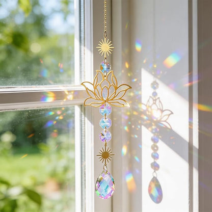 2Pcs Sun Catcher Crystals, Crystal Suncatchers Window Hanging, Natural Amethyst Pendant Ornament for Indoor Outdoor Prism Home Garden Meditation Decor