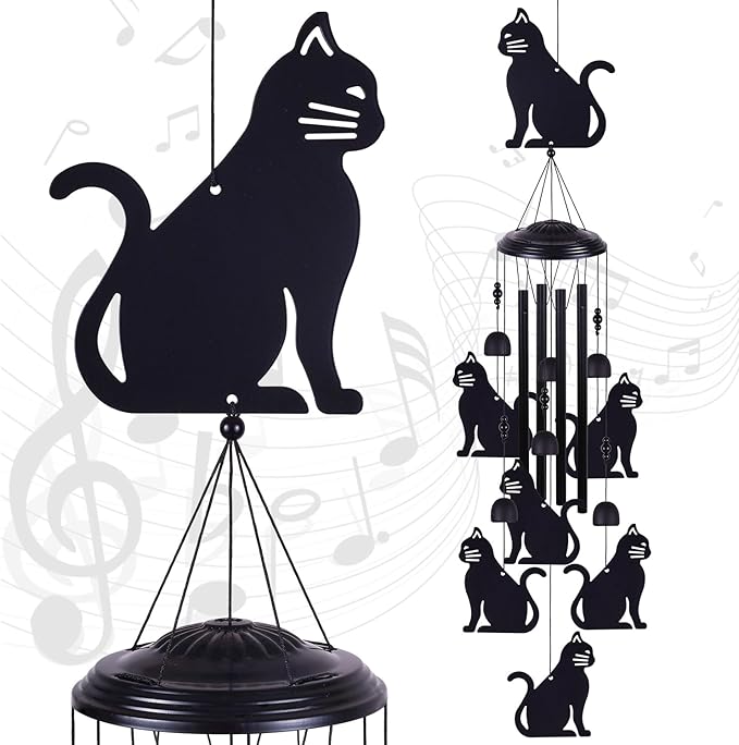 Cats Wind Chimes Outdoor Decor, Mobile Wind Catcher, Retro Cat Wind Bells, Blessing Wind Chime, Memorial Windchimes for Home, Balcony, Yard, Room, Xmas, Party, Indoor, Garden Decoration, Gifts for Mom