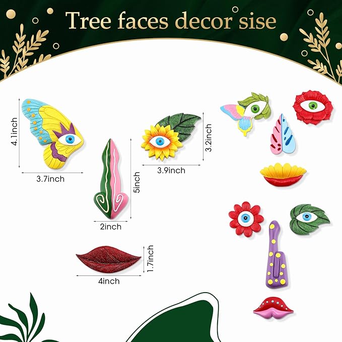 Vercraft 3 Pack Tree Face Decor Outdoor with Screws Old Man Ghost Tree Art for Easter Halloween Garden Outdoors and Indoors (Cute Style)