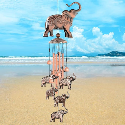 JOBOSI Elephant Wind Chimes, Elephant Room Decor Garden Decor Patio Decorations with S Hook Gifts for mom Women Grandma Friends Mother
