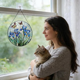7.87" Sun Catchers Indoor Window,Butterfly Stained Glass Window Hanging, Window Suncatcher Hanging Ornaments Wall Art, Hand-Painted Glass Panel Home Decor (Butterfly B)