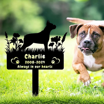 Personalized Boxer Dog Memorial Grave Marker,Custom Flora Dog Memorial Garden Stake,Dog Memorial Plaque Burial Stake Engraved Sign,Dog Sympathy Grave Stake,Dog Memorial Statue Headstone