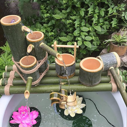 Solar Fountain Garden Water Feature Bird Bath Water Features for The Garden Bamboo Fountains are Suitable for Bird Baths Gardens