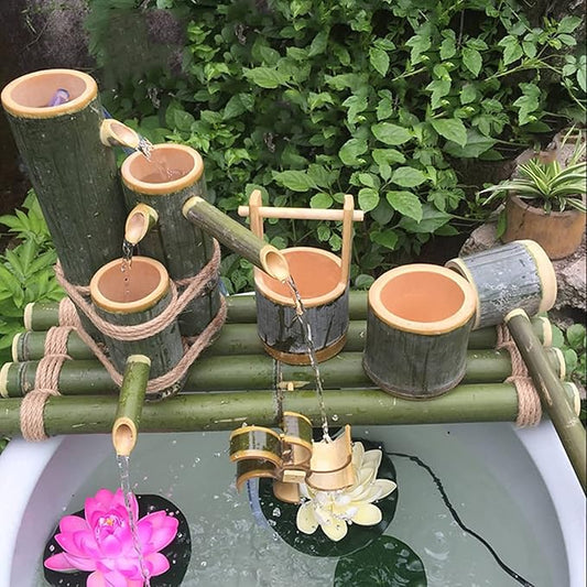 Solar Fountain Garden Water Feature Bird Bath Water Features for The Garden Bamboo Fountains are Suitable for Bird Baths Gardens