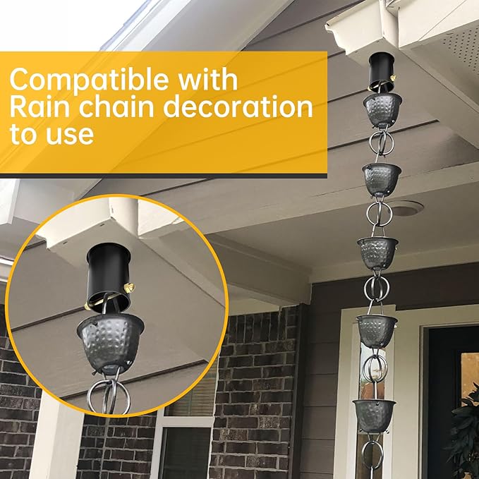 ForoGore 2 Pack Rain Chain Gutter Adapter Black Metal Rain Chain Adapter with Bolt Rain Chain Installation for Rain Chain Outside Gutters Downspout