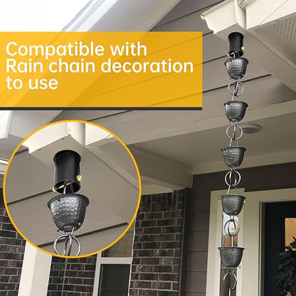 ForoGore 2 Pack Rain Chain Gutter Adapter Black Metal Rain Chain Adapter with Bolt Rain Chain Installation for Rain Chain Outside Gutters Downspout