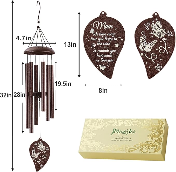 Gifts for Mom, Moms Wind Chimes, Christmas Best Gift for Mom, Mother Birthday Gift from Daughter Son, Love Reminder Gifts for Birthday Thanksgiving Mother's Day，32in