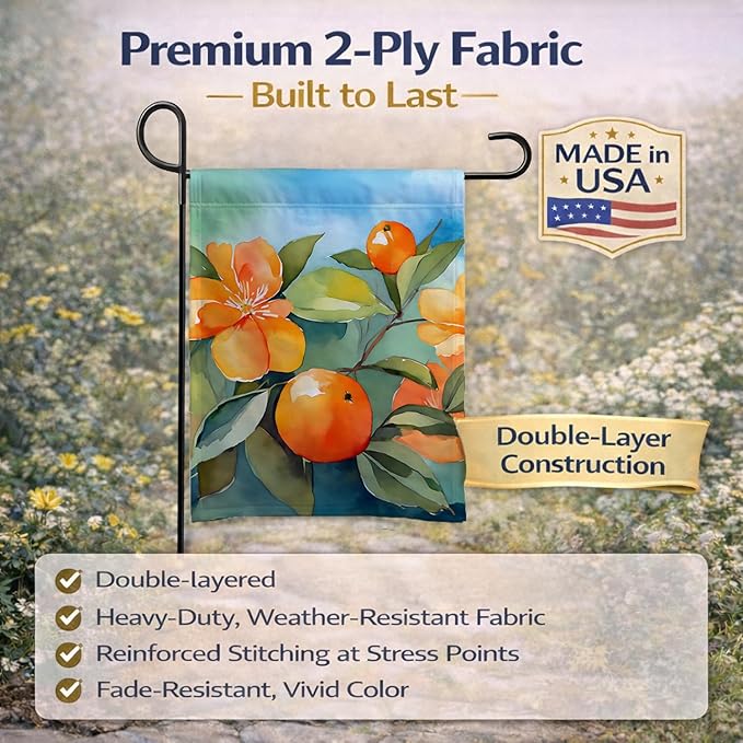 Caroline's Treasures Florida Orange Blossom in Watercolor Garden Flag Mailbox Flag Decorative Yard Flag Banner Outside Patio Artwork Yard Flower Beds, Garden Size, Multicolor