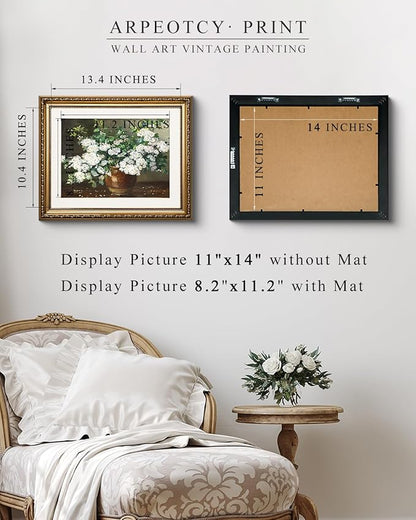 ARPEOTCY Vintage Gold Framed Wall Art, Nature Floral Flowers Retro Paintings, Canvas Prints Artwork with Antique Frame, Victorian Wall Pictures Decor for Living Room Gallery Room, 13x16 inch