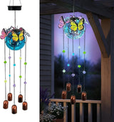 Butterfly Wind Chimes for Outside,Plastic Ball Dangle Solar Lights Outdoor,Waterproof Hanging Yard Decorations for Garden,Patio,Porch