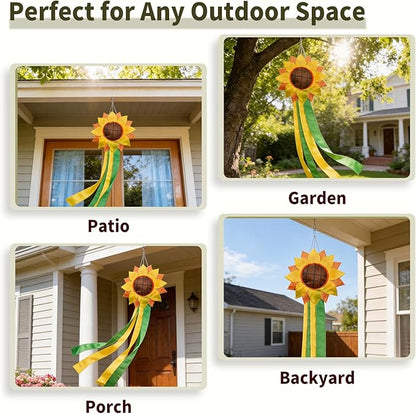 9KM DWLIFE Sunflower Windsock for Outside – 42 Inch Outdoor Windsock Hanging Decor | Durable Polyester Garden Wind Sock Flag for Yard, Patio, Deck, Porch Seasonal Decoration