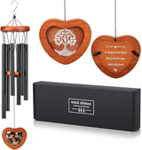 26'' Personalized Wind Chimes with Heart-Shaped Photo Frame - Deep Tone Memorial Wind Chimes for Outside Unique, Sympathy Chime for Loss of Loved One or Pet, Outdoor & Indoor Metal Chime - Black