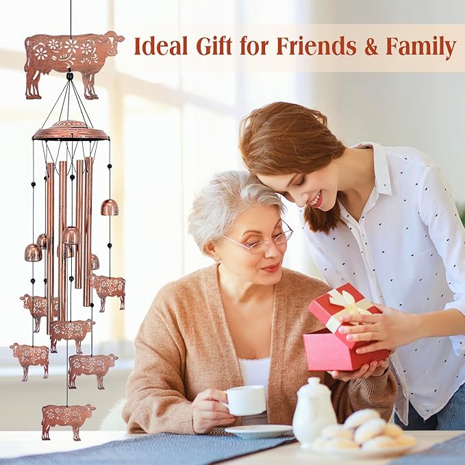 for Mom Cow Wind Chimes for Outside,Cow Gifts for Women/Men/Sympathy/Memorial/Festival Birthday Gifts Metal windchimes Outdoors/Indoors,Patio,Garden Decor,Yard Decor,Home,Porch