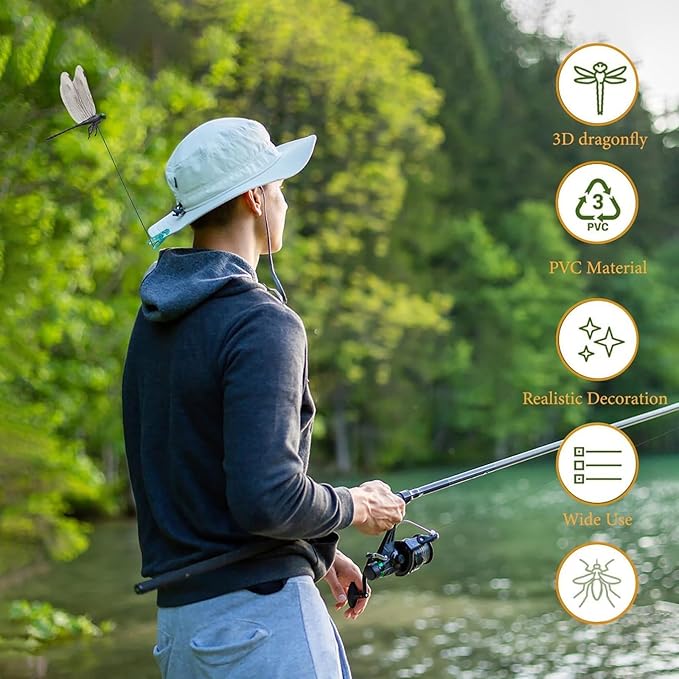 2026 New 40 Pcs Dragon Fly Clips for Bugs Repellent, 3D Artificial Dragonfly Hat Clip, Dragonfly Garden Decor (20PCS)