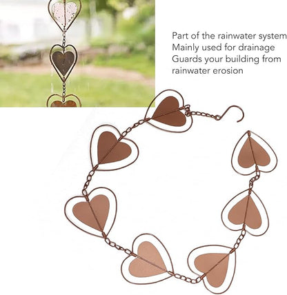 Heart Shape Rain Chain Wind Decorative Metal Rain Chain with Hook for Balcony Patio