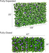 GLANT Expandable Fence Privacy Screen for Balcony Patio Outdoor,Decorative Faux Ivy Fencing Panel,Artificial Hedges (Single Sided Leaves) (4, Purple Flowers)