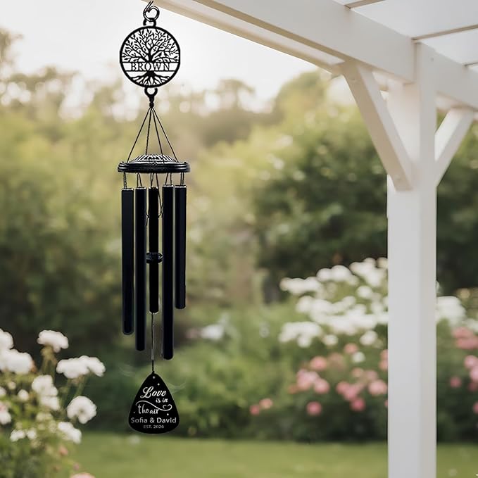 Personalized Wedding Wind Chimes Custom Gift for Couple Newlyweds Bridal Shower Engagement Party Home Decoration