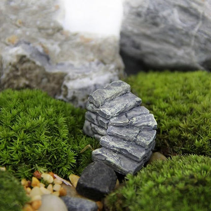 2Pcs Miniature Stone Steps Figurines Fairy Garden Ornaments, Miniature Garden Stairs Accessories Micro Landscape Decoration, Bonsai Ornament