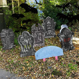 LUKBERA 5Pcs 17" Halloween Foam Tombstones, RIP Graveyard Tombstones with Bonus Metal Stakes Decorations for Halloween Lawn Yard Outdoor, Haunted House Decor